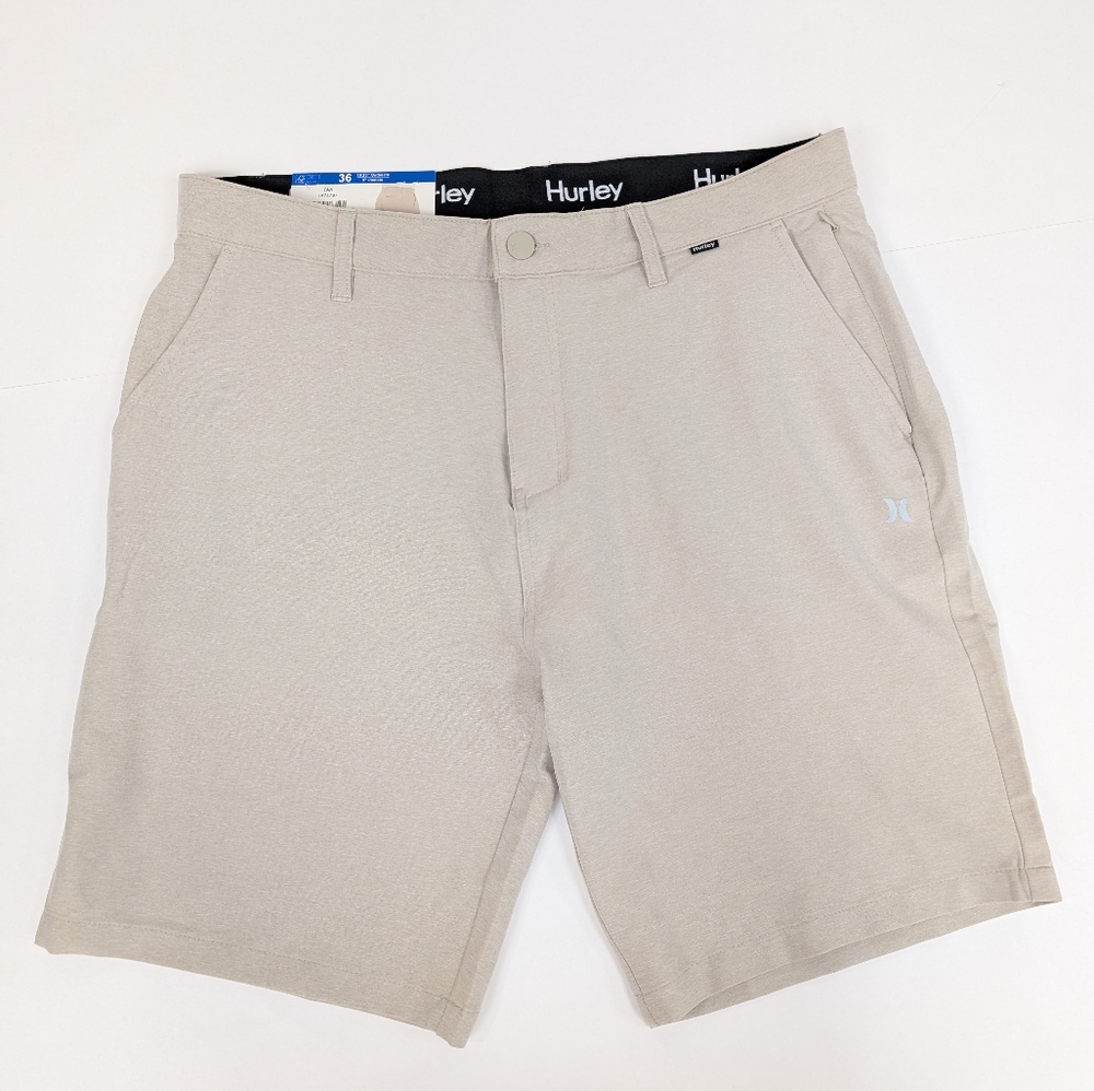 NWT Hurley Khaki Regular Fit Hybrid Walk 9 Inch Shorts Size 36 [298]